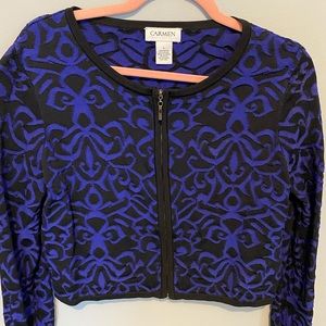Carmen Marc Valvo black and blue sweater